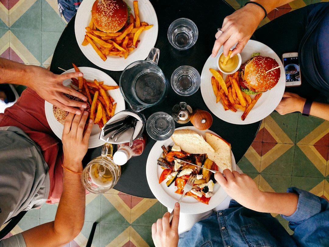 group of friends sharing meal