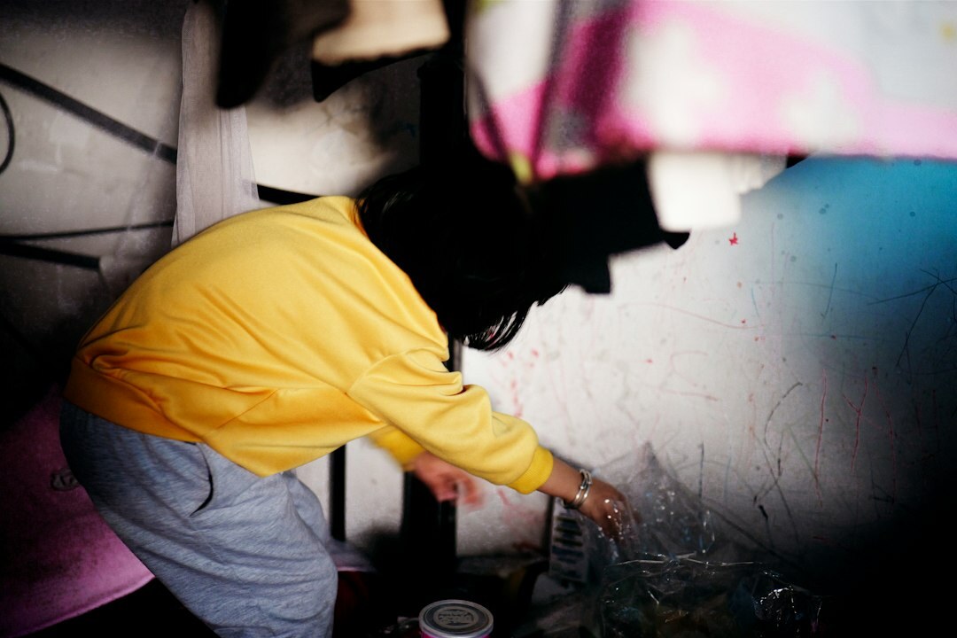 woman cleaning school
